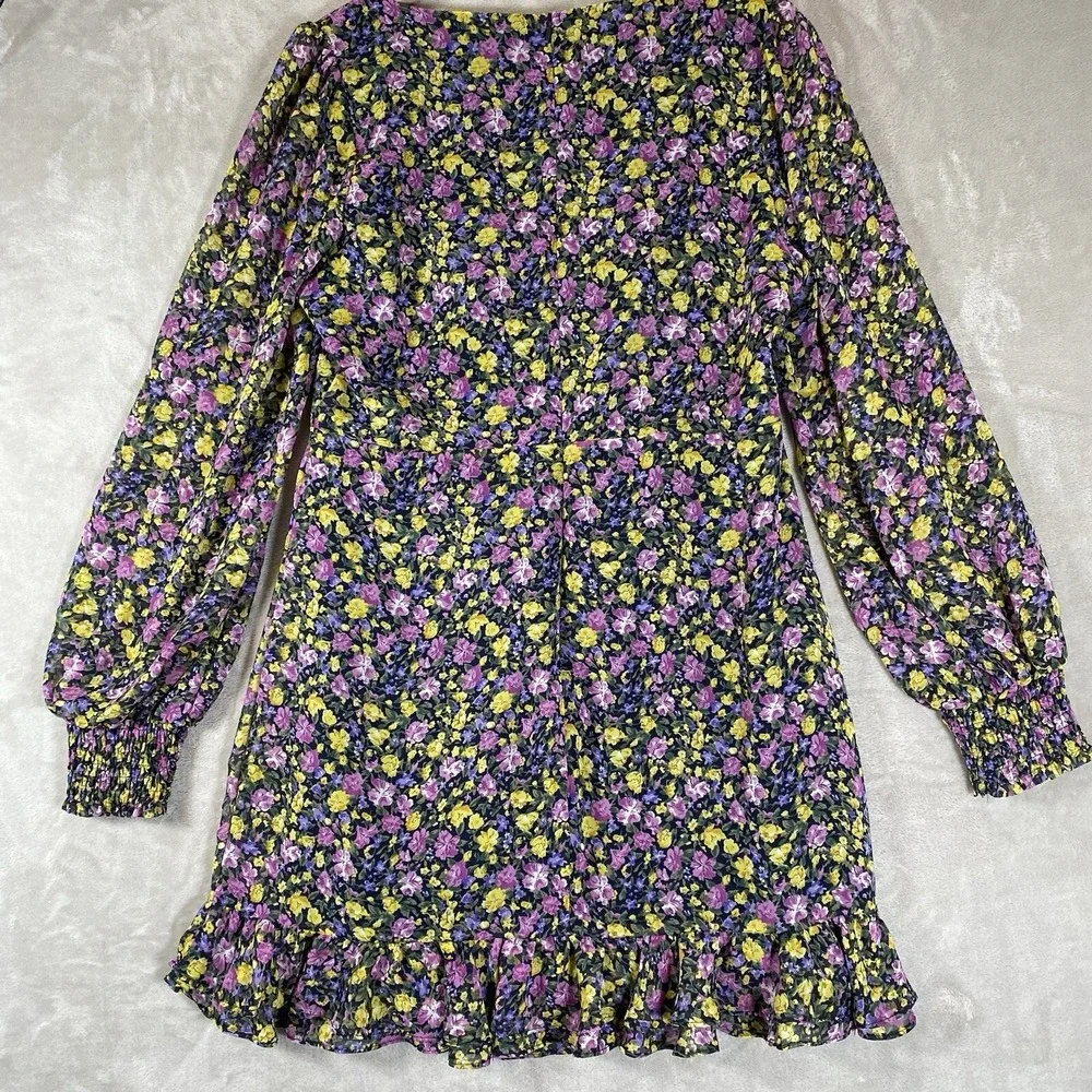 Lulus Dress Large Floral Long Sleeve Ruffle Mini